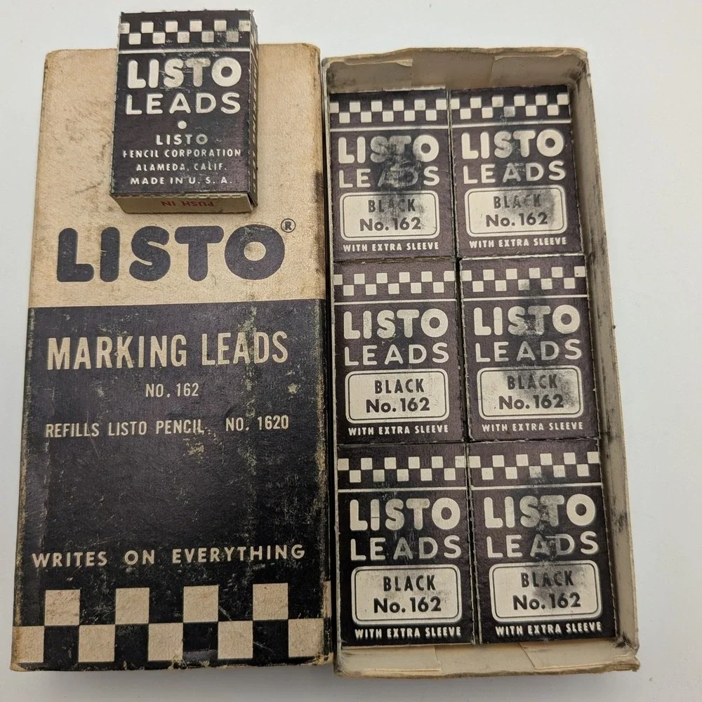 Vintage Listo Marking Leads No 162 Black Refills for 1620 Pencil 35 Count USA